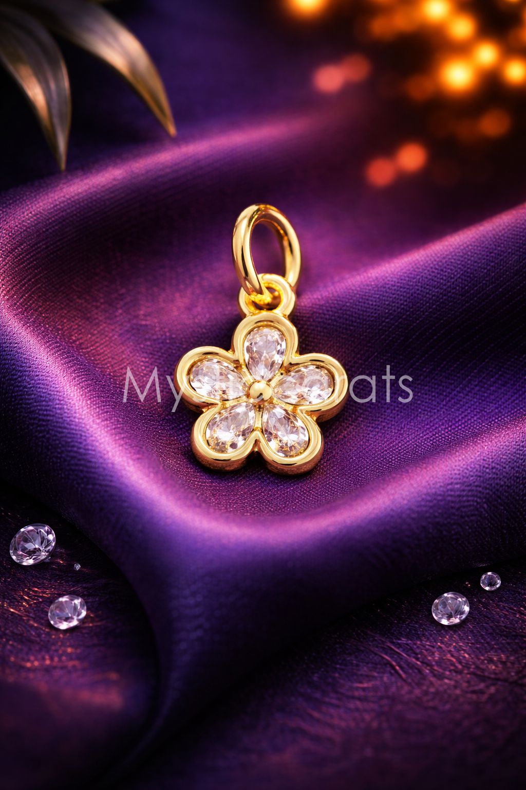 Silver Dainty Floral Crystal Pendant