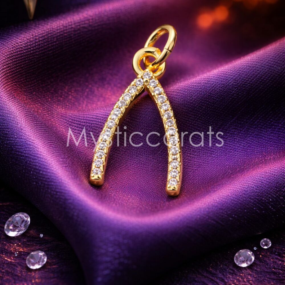 Silver Sparkling Wishbone Good Luck Pendant