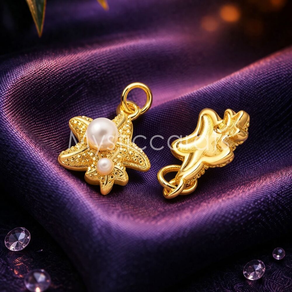 Silver Starfish Pearl Nautical Pendant