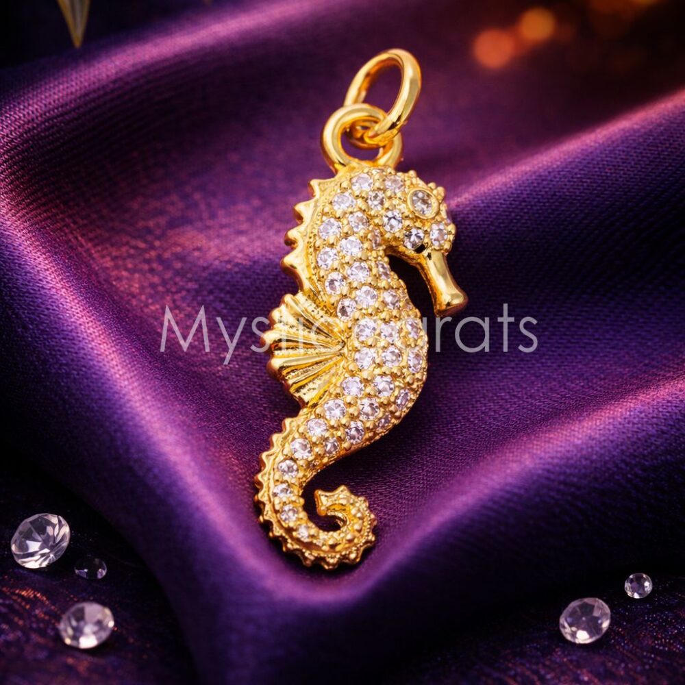 Silver Sparkling Seahorse Nautical Pendant