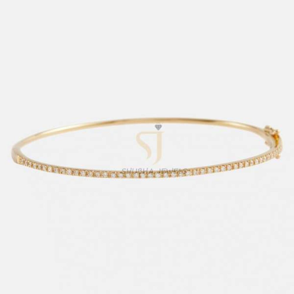 925 Sterling Silver Thin Tennis Bangle Bracelet | Minimal Diamond Look CZ Bangle | Elegant Stackable Jewelry for Women