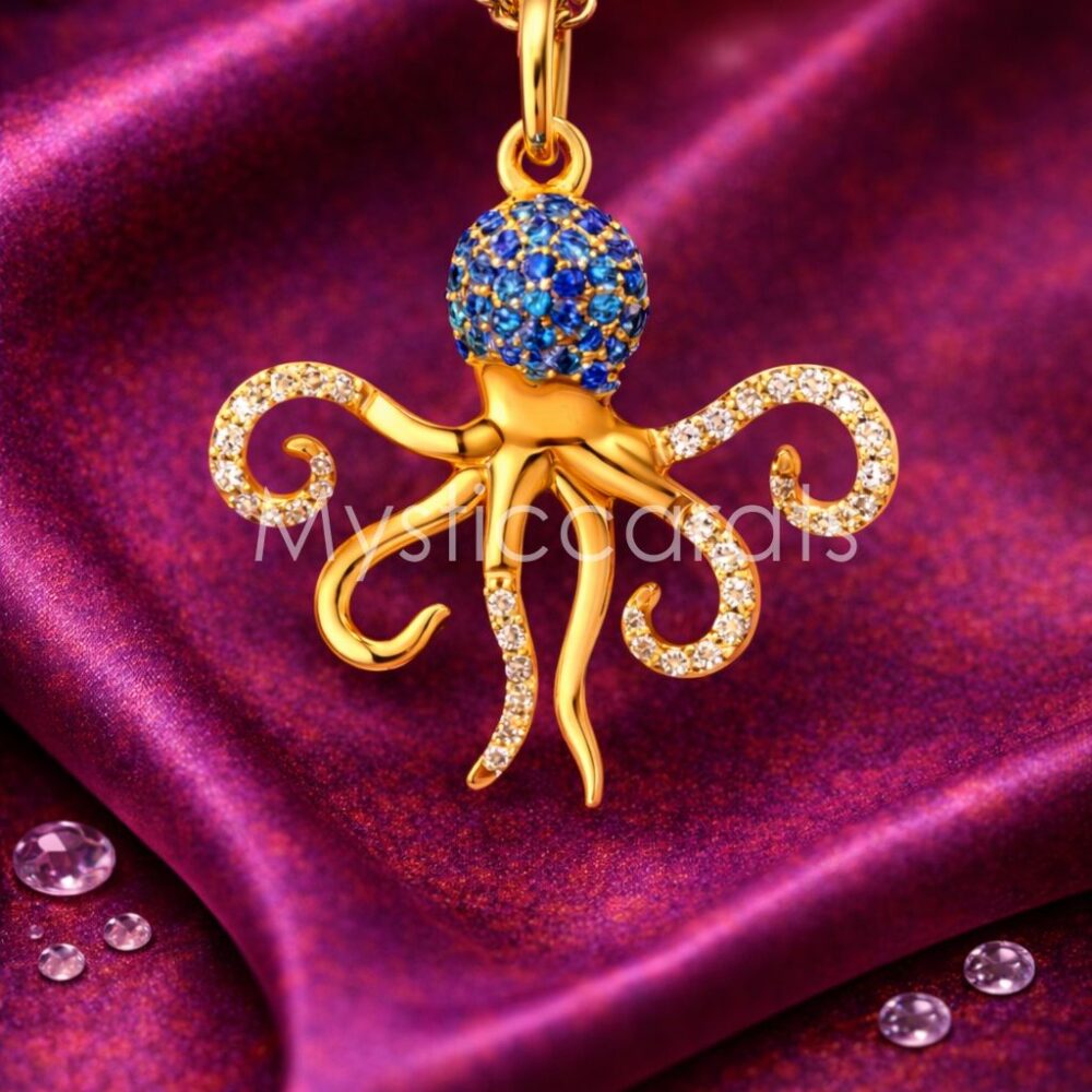 925 Sterling Silver Blue & White Octopus Pendant