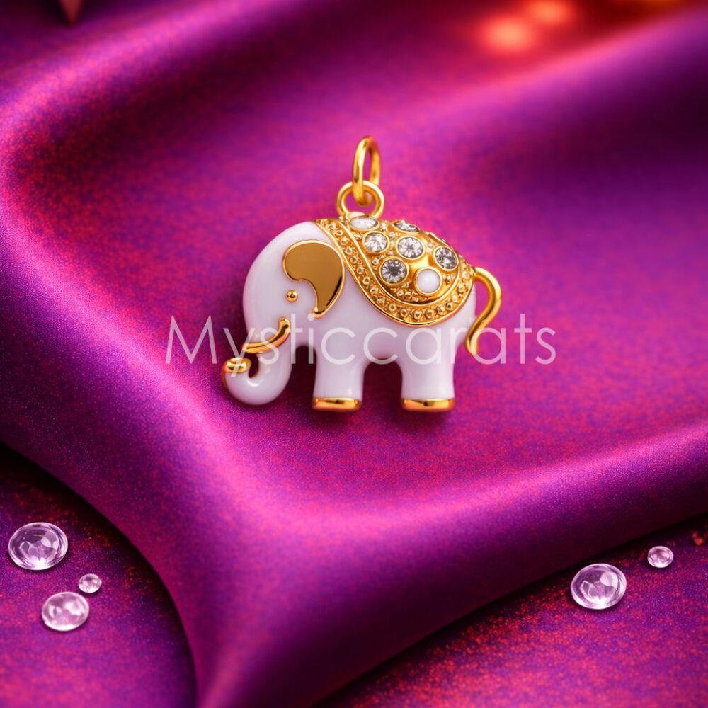 925 Sterling Silver White Enamel Elephant Pendant
