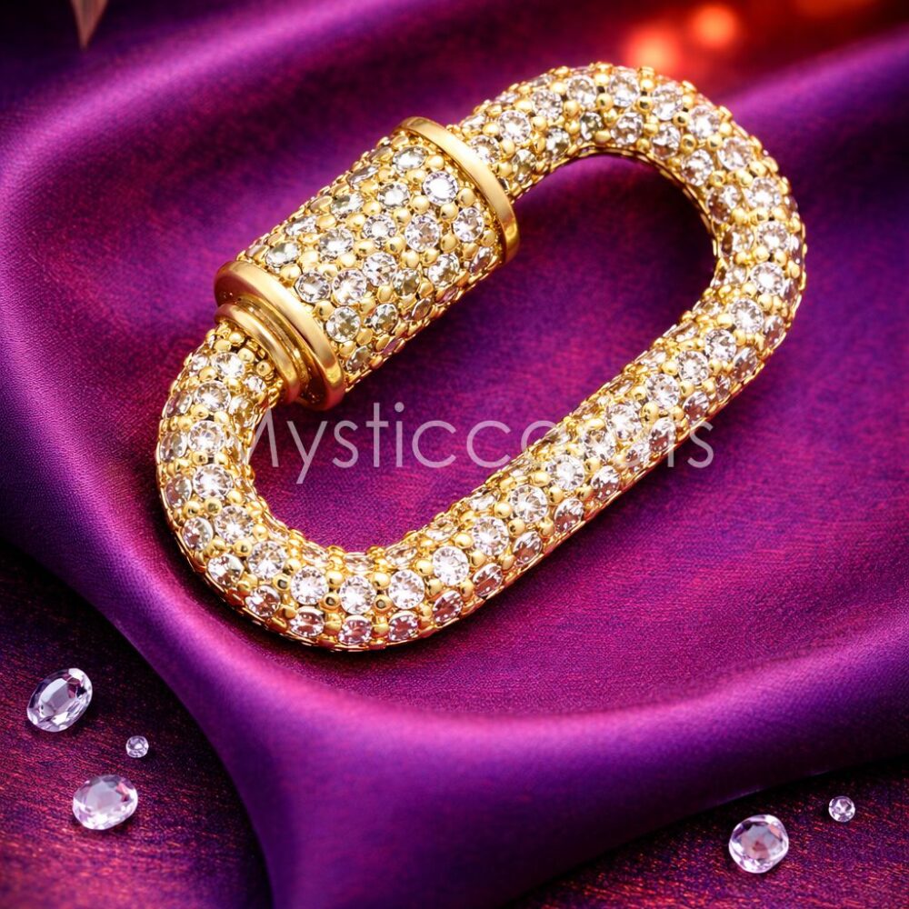 Iced-Out Carabiner Lock 925 Sterling Silver Finding