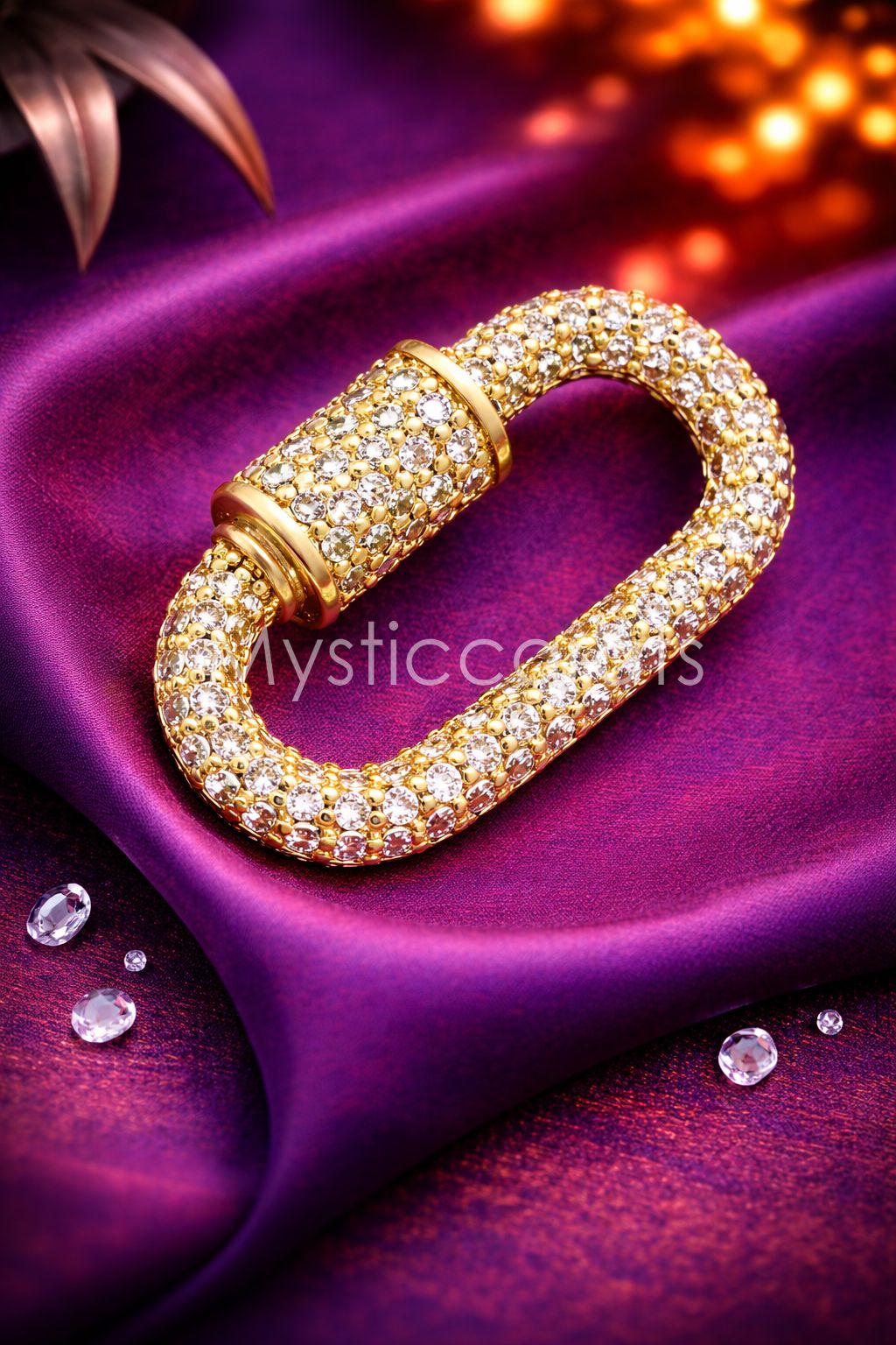 Iced-Out Carabiner Lock 925 Sterling Silver Finding