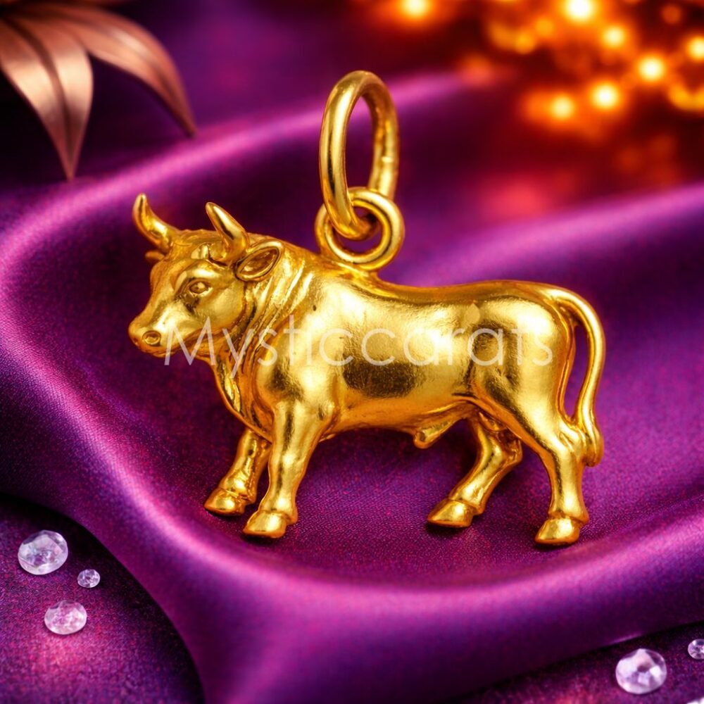 925 Sterling Silver Gold Plated Bull Pendant