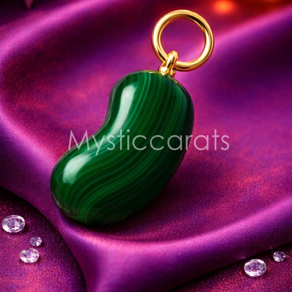 Malachite Bean Sterling Silver Gold-Plated Pendant