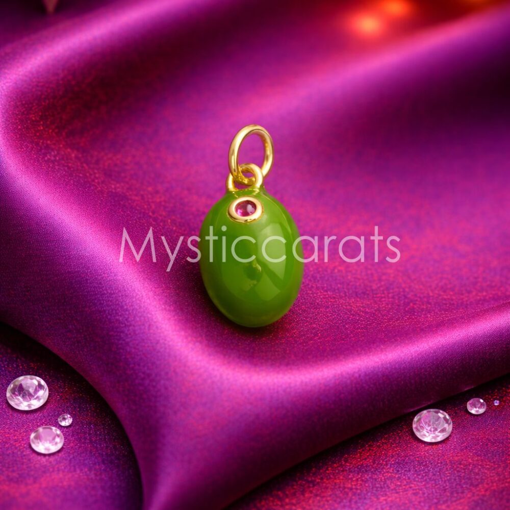 Enamel Olive Sterling Silver Pendant