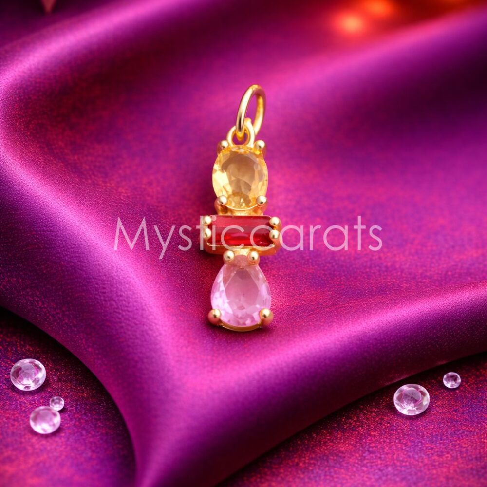 Multi-Gemstone Drop Sterling Silver Pendant