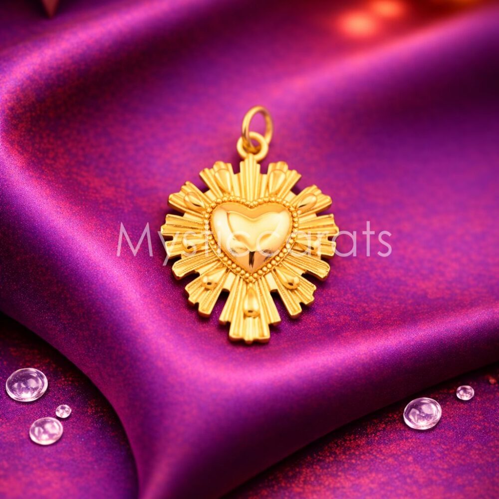 Gold Plated 925 Sterling Silver Sunburst Heart Pendant