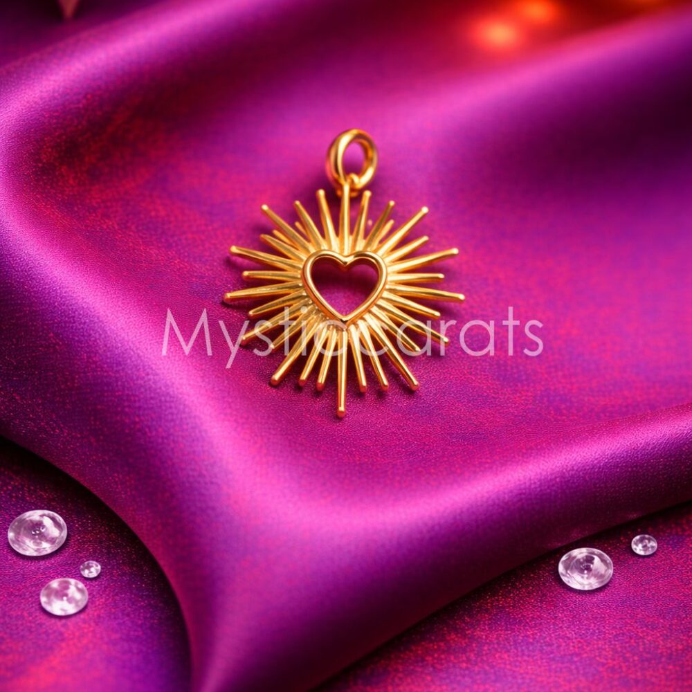 Open Sunburst Heart 925 Sterling Silver Pendant