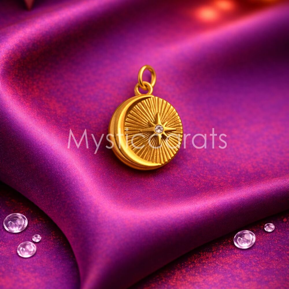 Celestial North Star & Moon 925 Sterling Silver Pendant