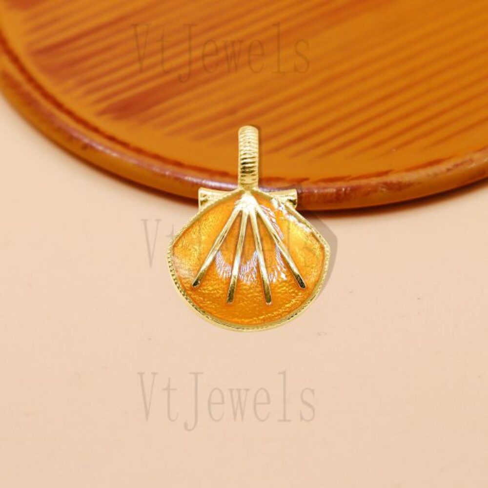 Enamel Shell Pendant 925 Silver Gold Charm