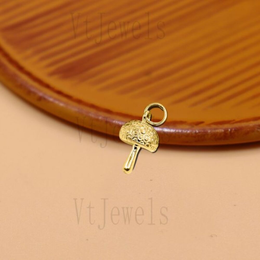 Mushroom Charm 925 Silver Gold Pendant