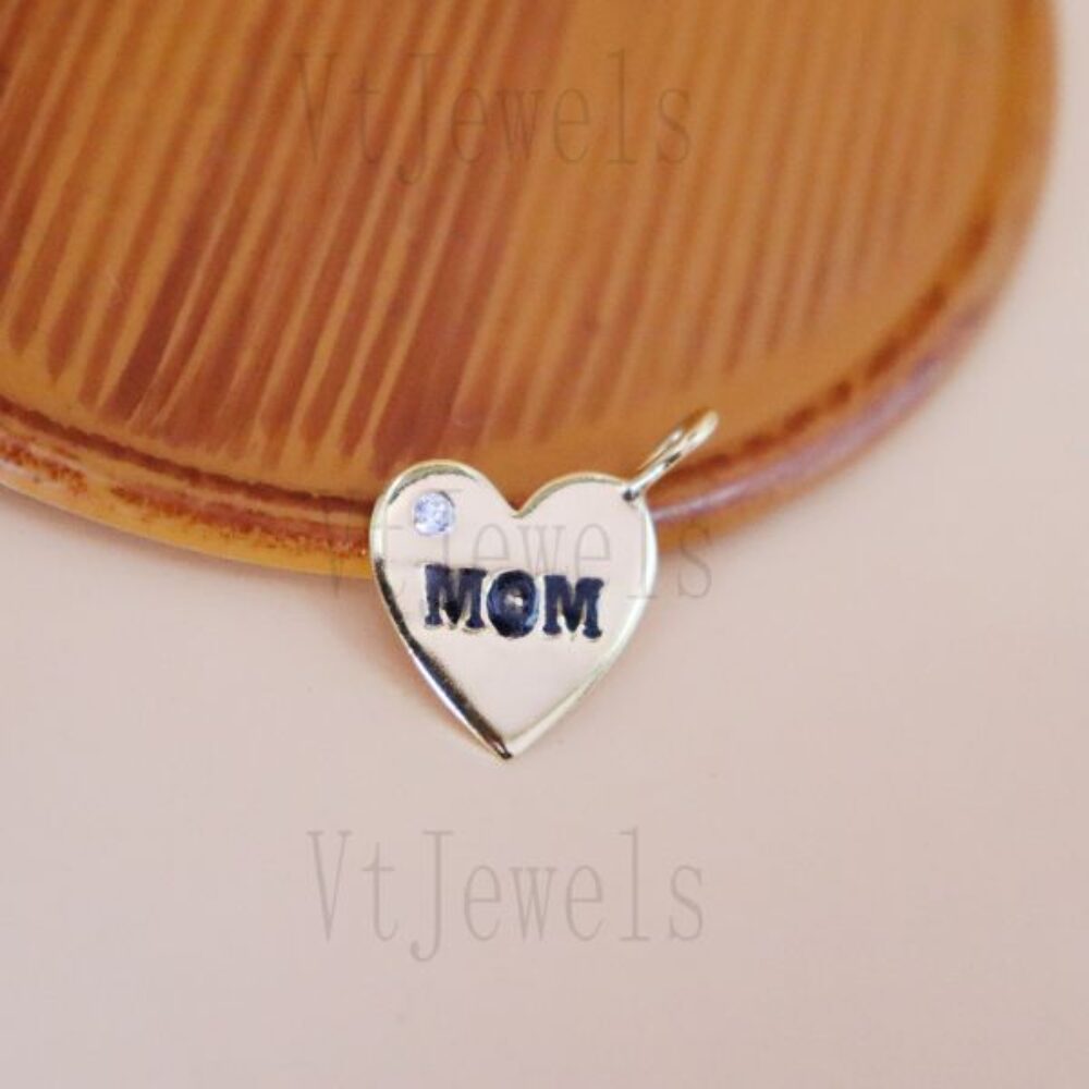 MOM Heart Charm 925 Silver Pendant
