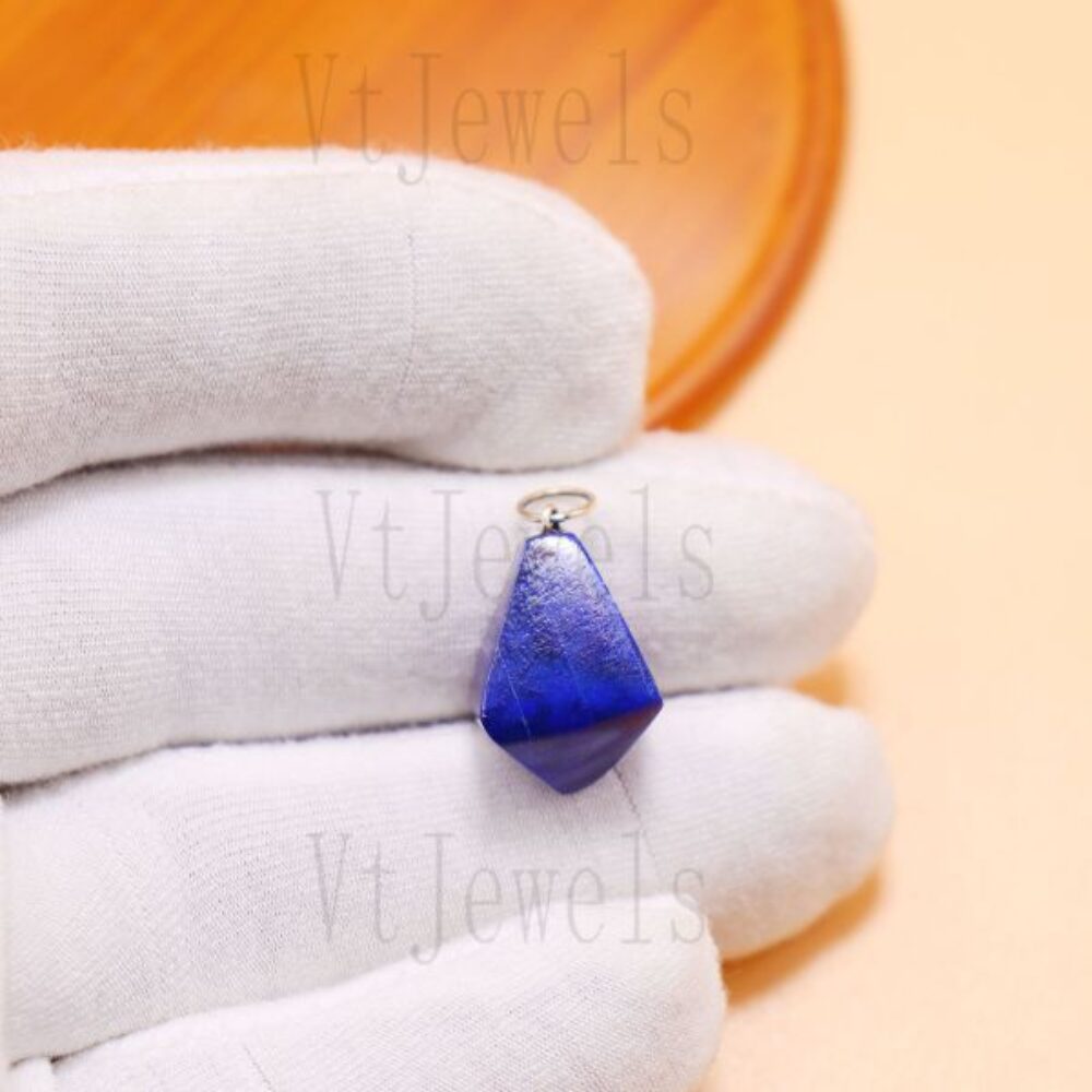 Lapis Pyramid Charm 925 Silver Gemstone Pendant