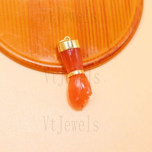 Carnelian Figa Charm 925 Silver Gold Pendant - Image 6