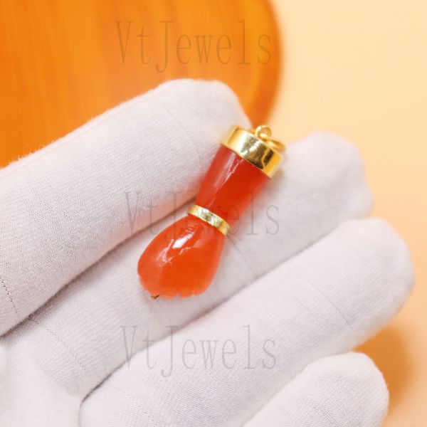 Carnelian Figa Charm 925 Silver Gold Pendant - Image 3