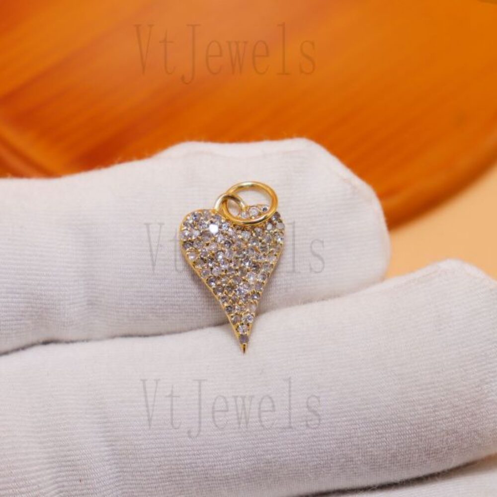 Diamond Heart Charm 925 Silver Gold Pendant