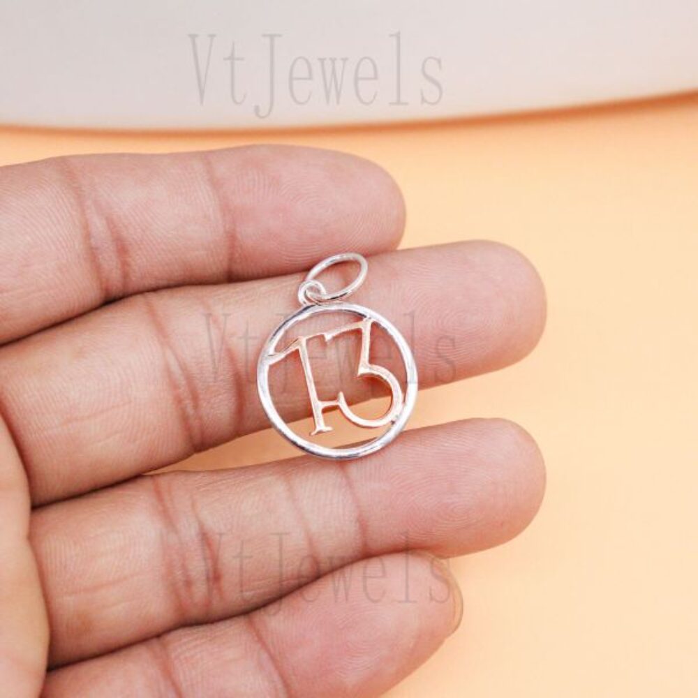 925 Sterling Silver Lucky Number 13 Circle Pendant