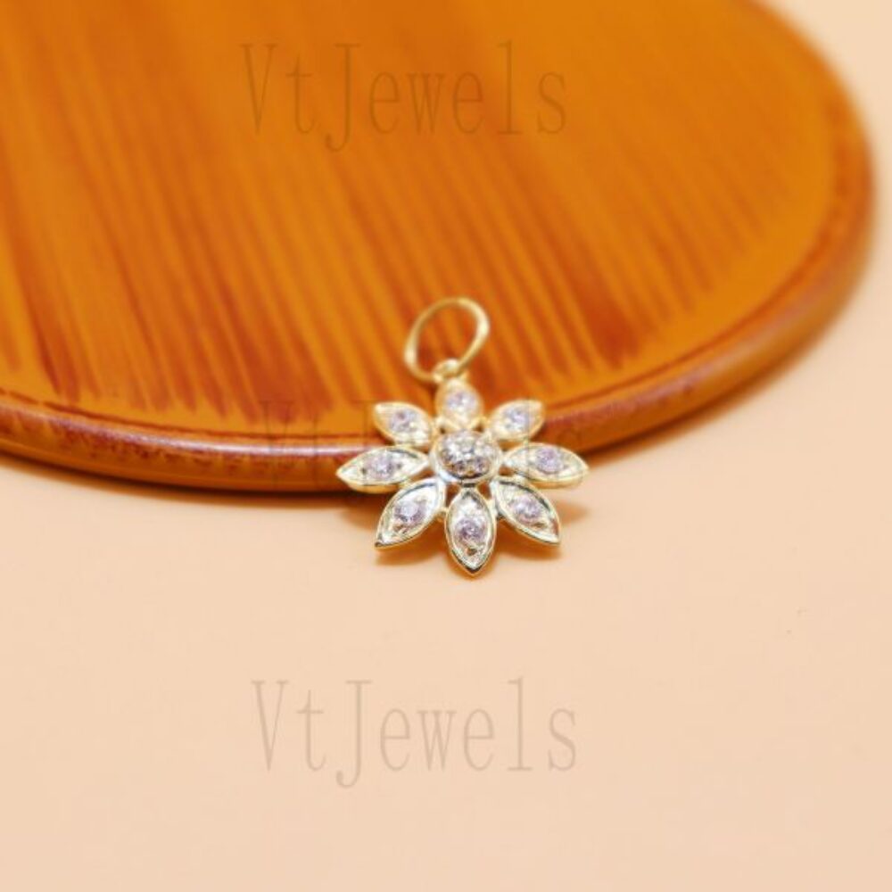 925 Sterling Silver Gold-Tone Marquise Floral Sunburst Pendant