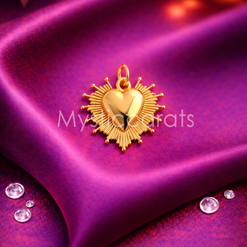 925 Sterling Silver Radiant Sunburst Heart Pendant