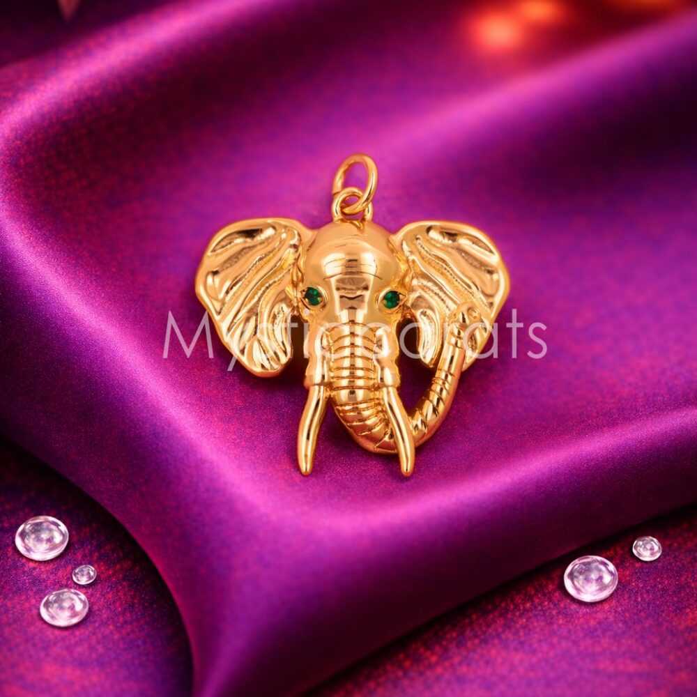 925 Sterling Silver Emerald-Eyed Elephant Head Pendant