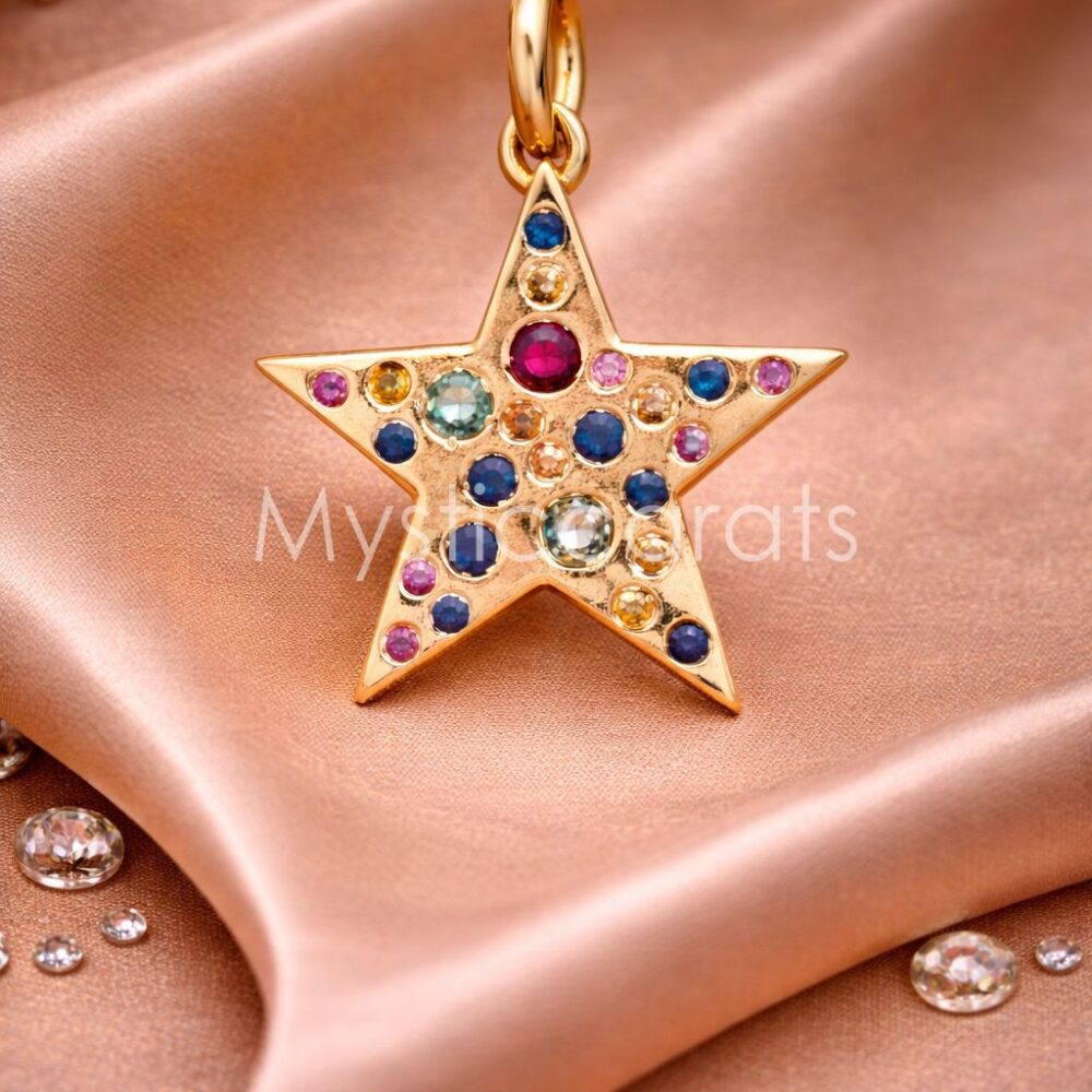 925 Sterling Silver Multi-Gemstone Star Pendant
