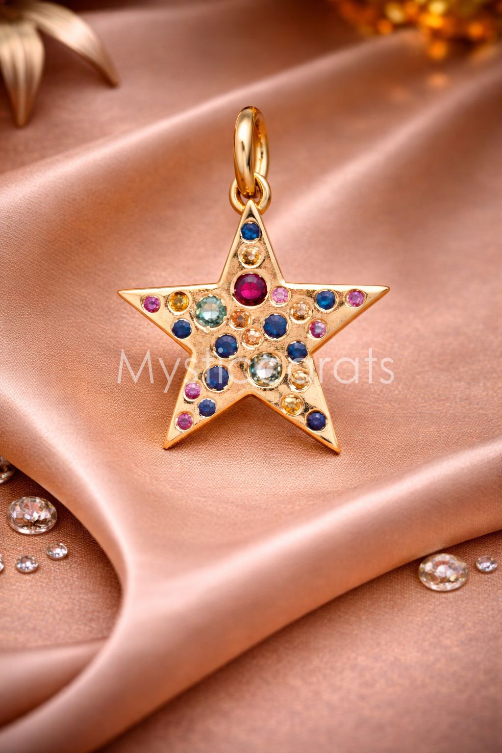 925 Sterling Silver Multi-Gemstone Star Pendant
