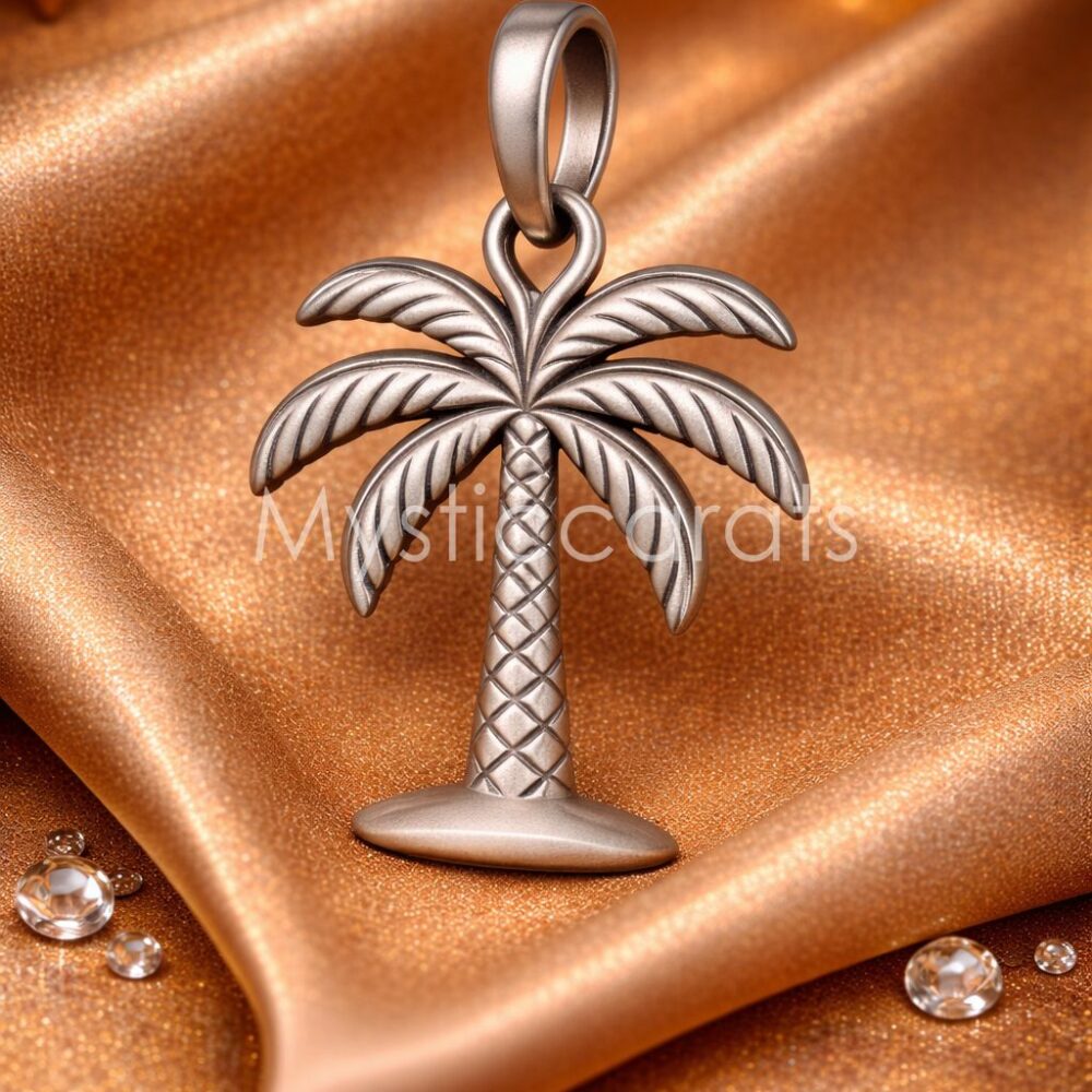 925 Sterling Silver Vintage-Finish Palm Tree Pendant