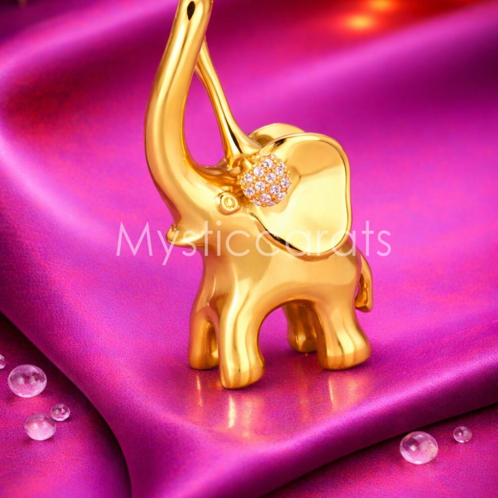 925 Sterling Silver Gold-Plated Crystal Elephant Pendant