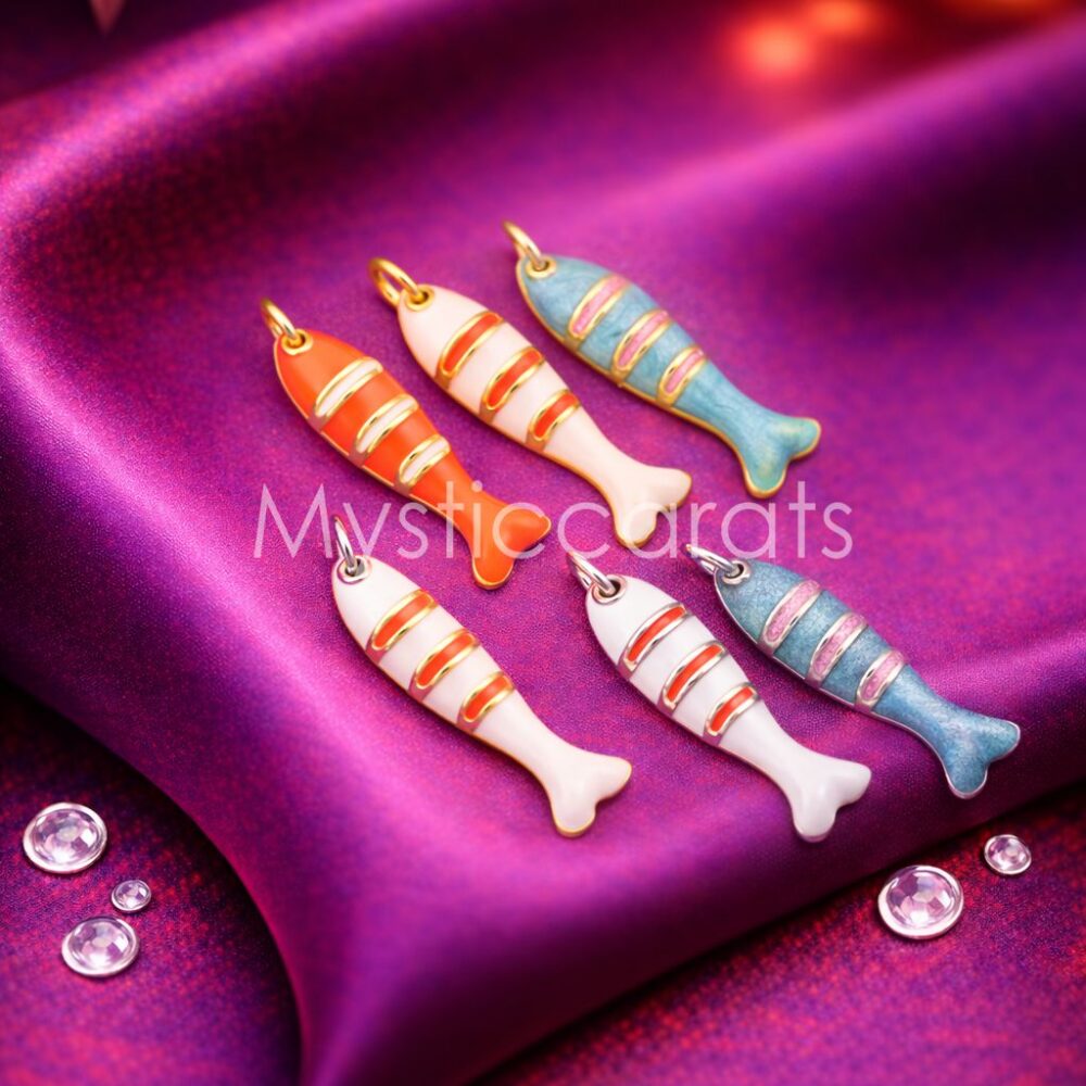 925 Sterling Silver Colorful Enamel Fish Charms