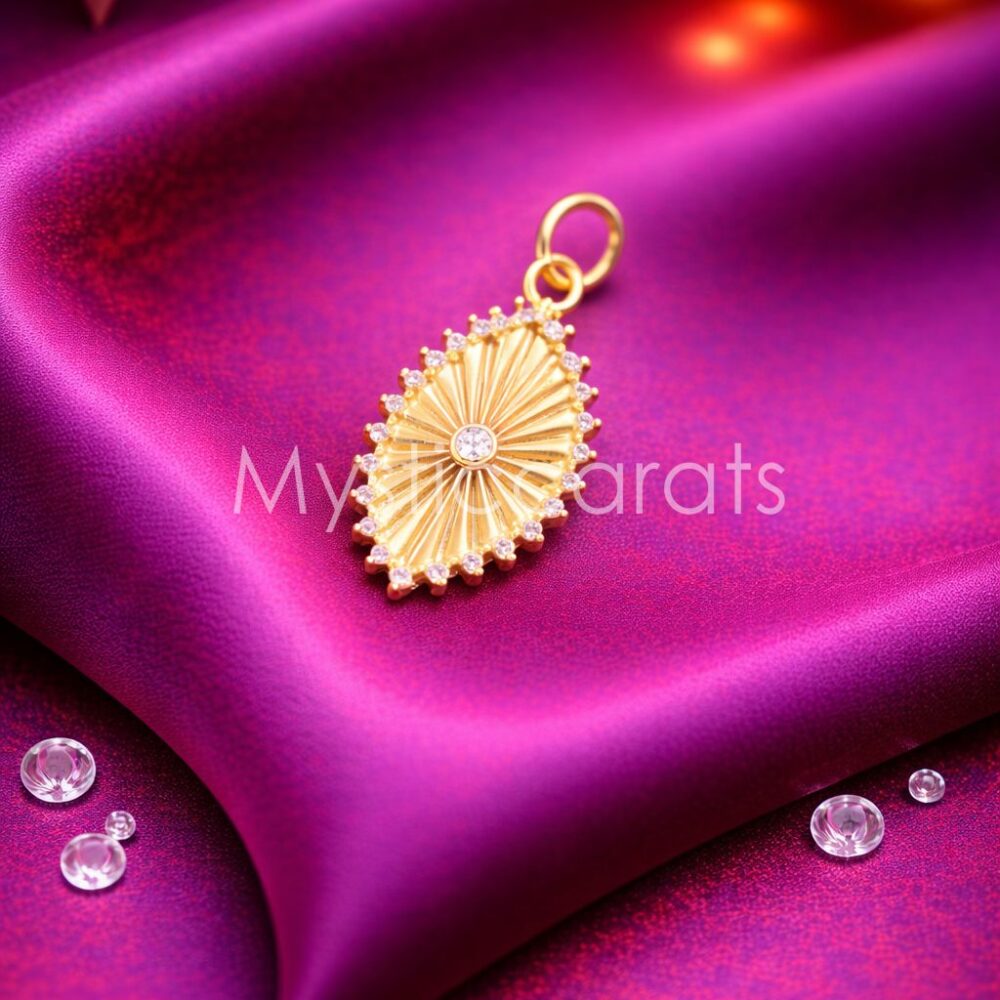 925 Sterling Silver Gold Plated Sunburst Marquise Pendant
