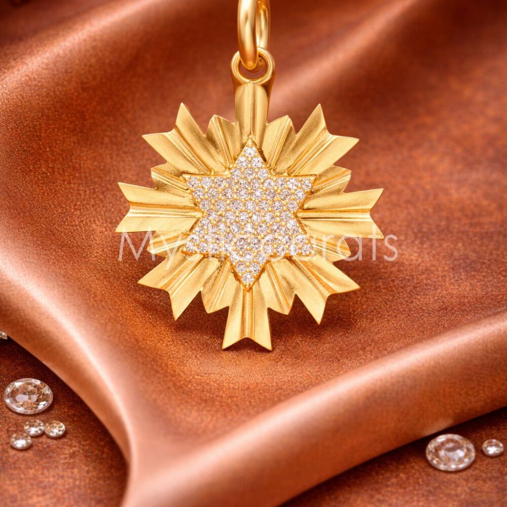 925 Sterling Silver Gold Plated Starburst Pendant