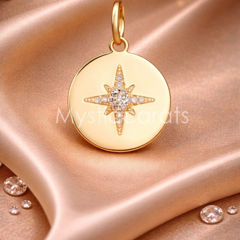 925 Sterling Silver Gold Plated Star Medallion Pendant