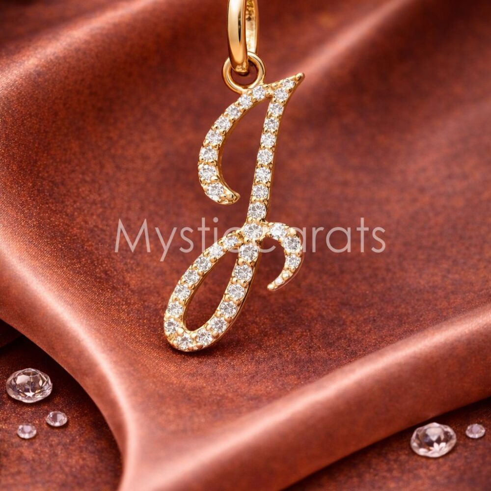 925 Sterling Silver Gold Plated Cursive Initial "J" Pendant