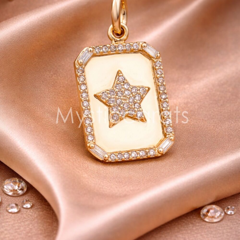 925 Sterling Silver Gold Plated Star Tag Pendant