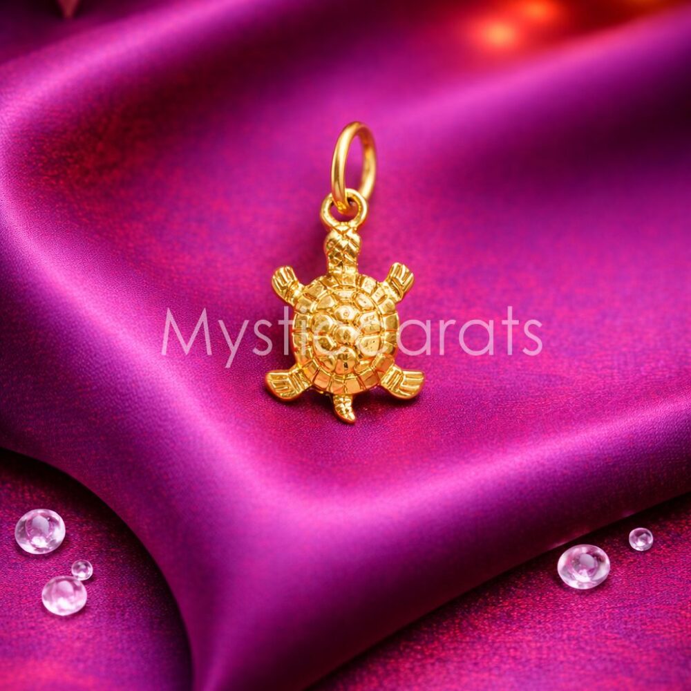 925 Sterling Silver Gold Plated Turtle Pendant
