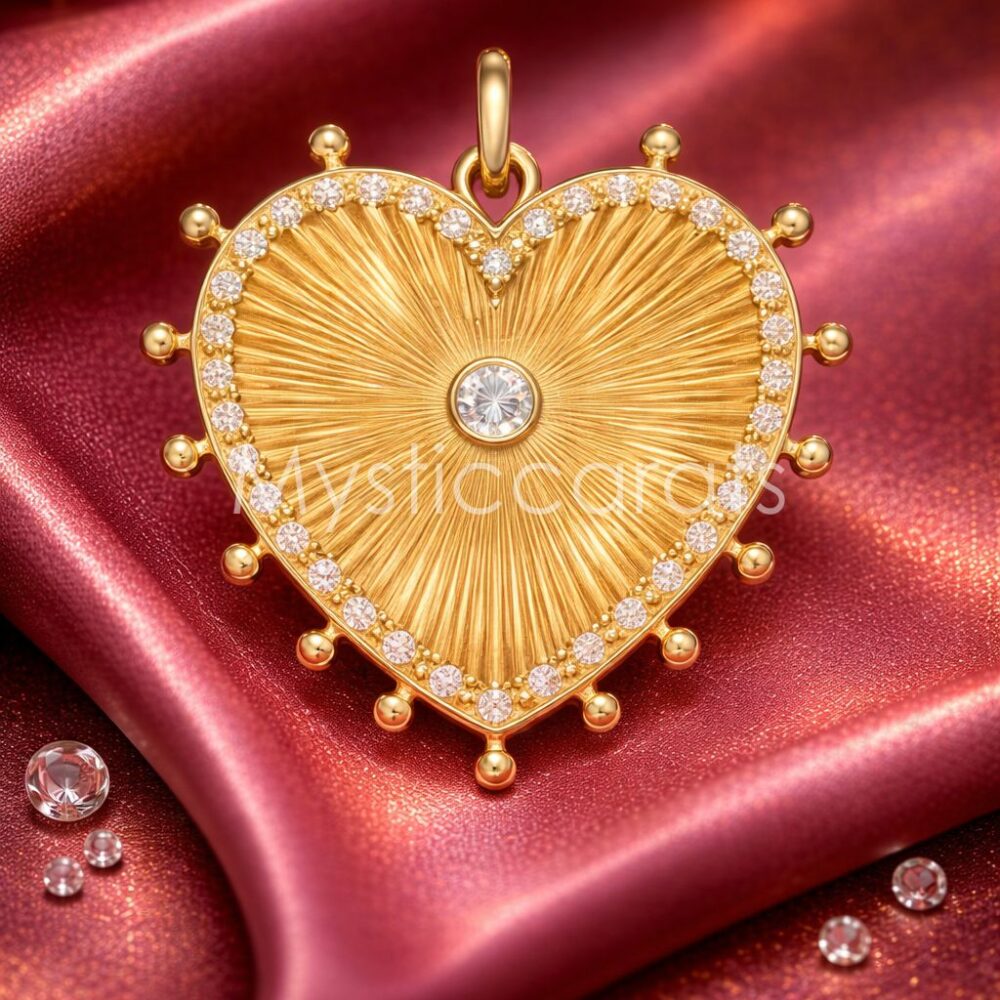 925 Sterling Silver Gold Plated Radiant Heart Medallion