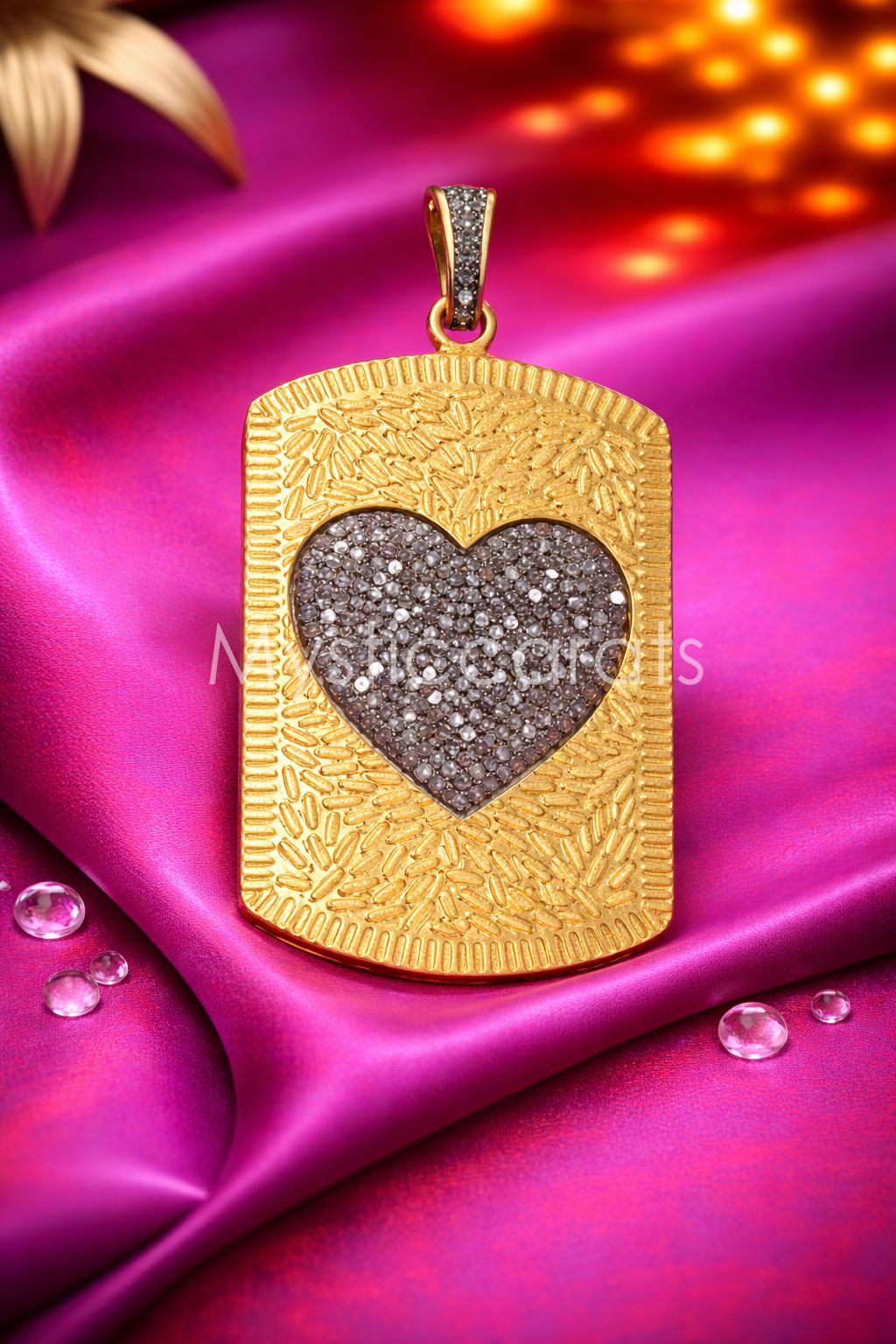 925 Sterling Silver Gold Plated Heart Dog Tag Pendant