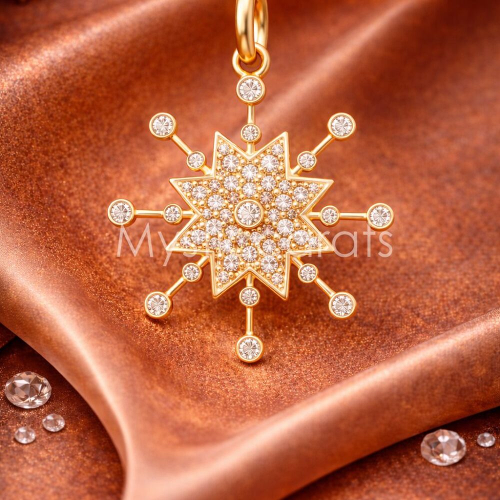 925 Sterling Silver Gold-Plated Starburst Snowflake Pendant