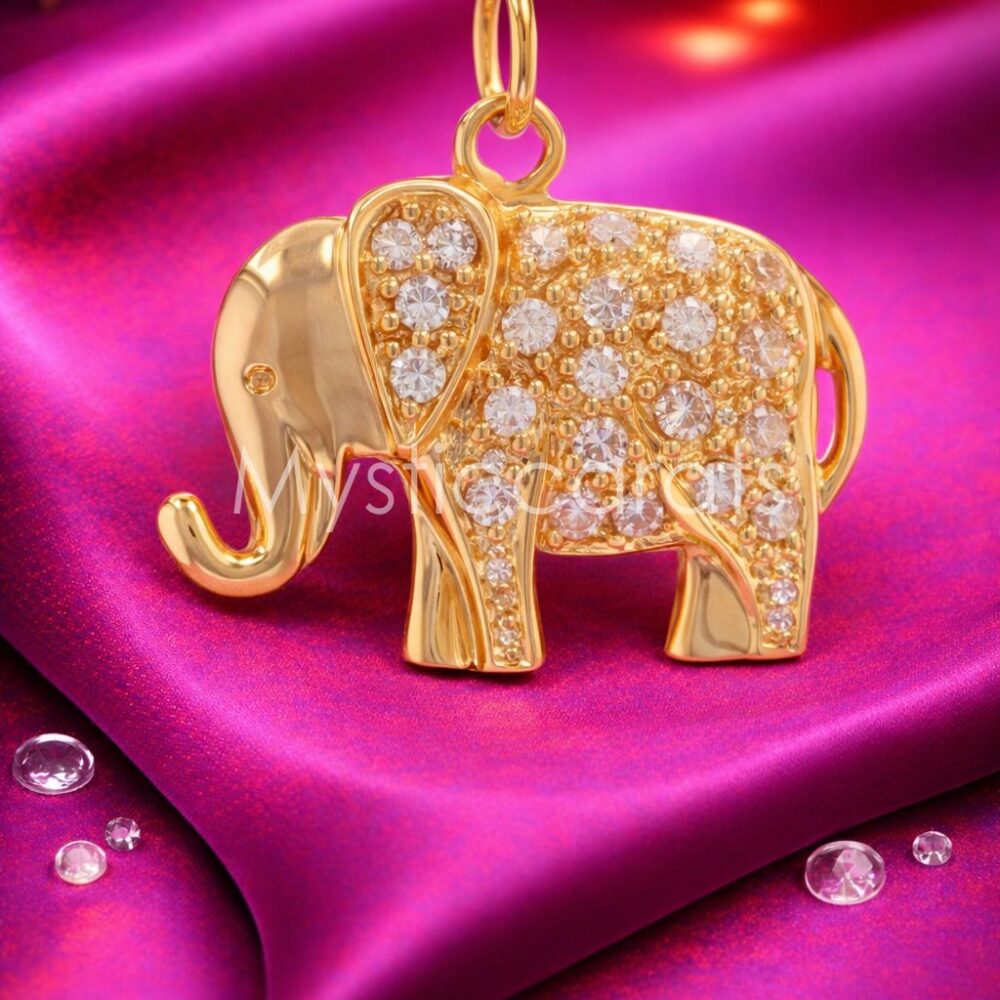 925 Sterling Silver Gold Plated Elephant Pendant