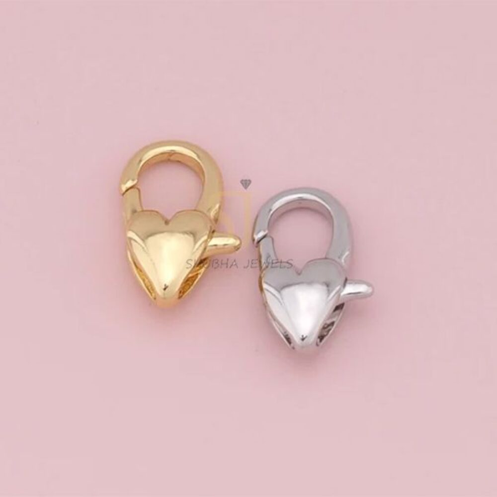 1 Pcs 925 Sterling Silver Heart Lobster Charm Holder Lock | Gold & Silver Smooth Designer Connector