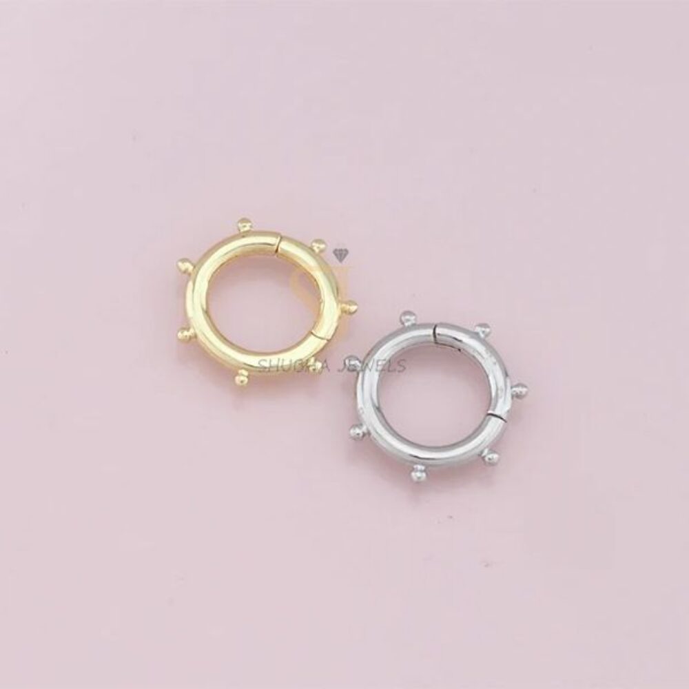 1 Pcs 925 Sterling Silver Round Charm Holder Lock with Beaded Edge | Gold & Silver Designer Connector Ring