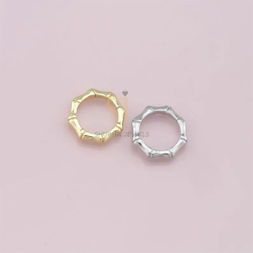 1 Pcs 925 Sterling Silver Bamboo Style Round Charm Holder Lock | Gold & Silver Designer Connector Ring