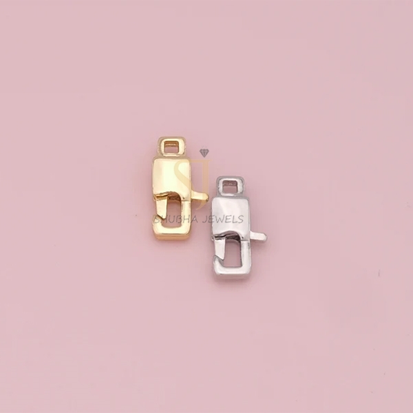 925 Sterling Silver Minimal Lobster Clasp Charm Holder Lock