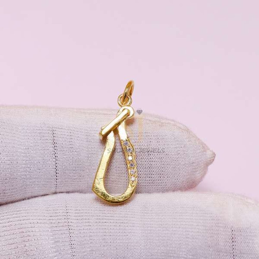 925 Sterling Silver Teardrop Charm Holder with Pave Diamond Accent