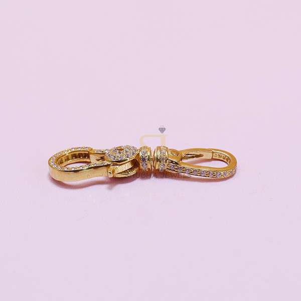 925 Sterling Silver Pave Ball Charm Holder Connector with Carabiner Clasp - Image 5