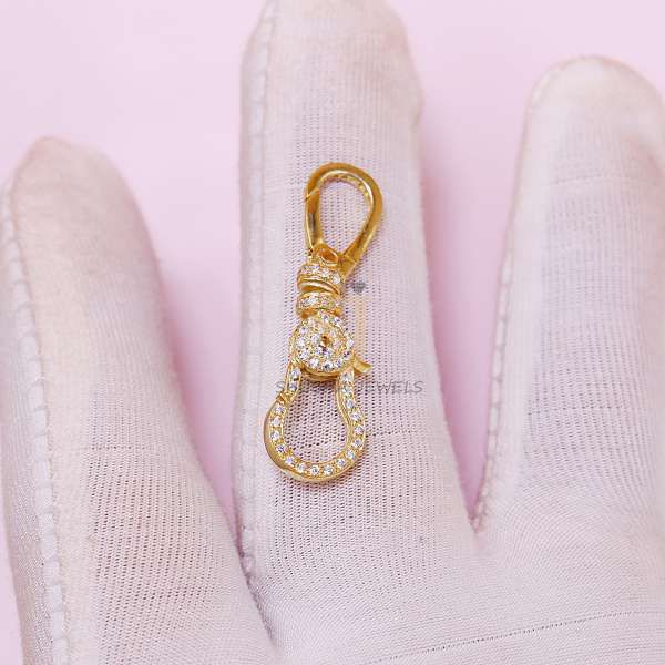925 Sterling Silver Pave Ball Charm Holder Connector with Carabiner Clasp - Image 8