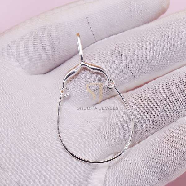 925 Sterling Silver Oval Charm Holder Lock with Hinged Closure | Minimal Jewelry Connector - Image 5